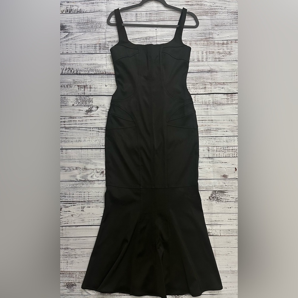 David Meister Elegant Black Evening Satin Dress Sz. 8 - Picture 4 of 10